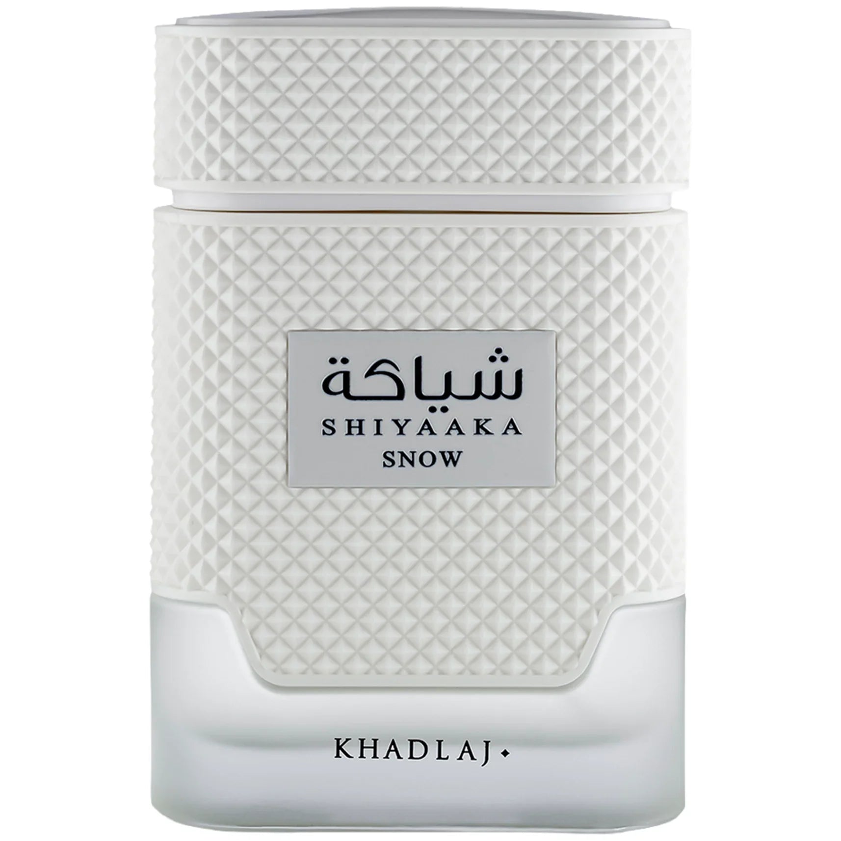 Khadlaj Shiyaaka Snow 100 ml (3.4 oz) bottle – icy mint citrus opening over clean musk and soft woods base.