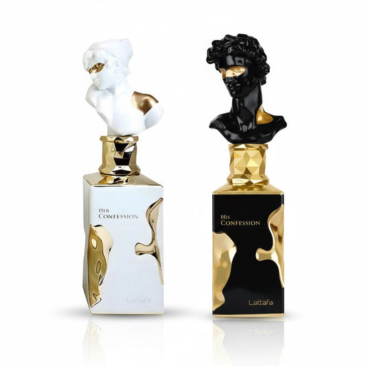 His & Hers Bundle – two full-size Lattafa perfumes featuring His Confession and Her Confession for couples and romantic gifting.