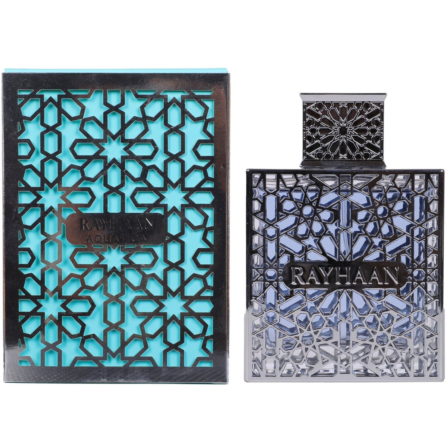 Rayhaan Aquatica for Men Eau de Parfum 100 ml (3.4 oz) bottle – fresh blue-aquatic citrus fragrance with clean woody musk base.