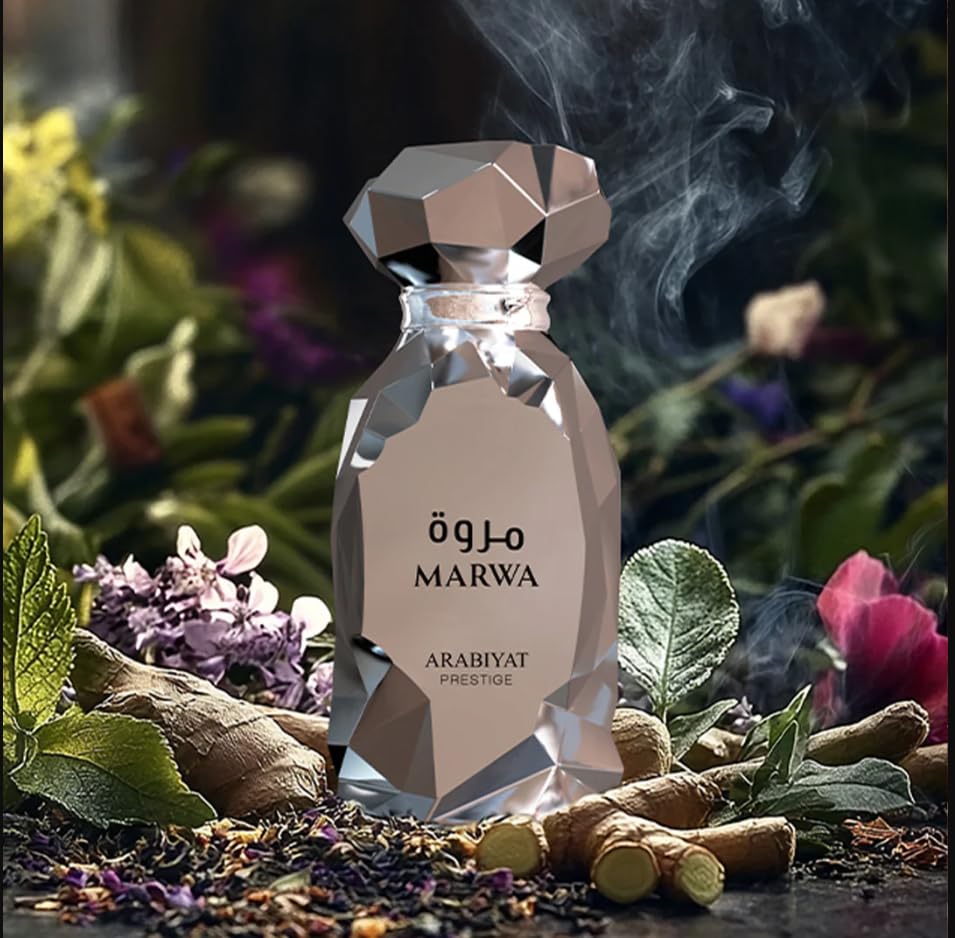 Arabiyat Prestige Marwa 100 ml men’s Eau de Parfum – citrus aromatic top with neroli, ginger, cinnamon and warm amber-woody base.